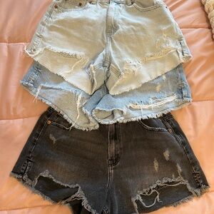 Zara Light Blue and Black Distressed Denim Shorts Set (Kids)